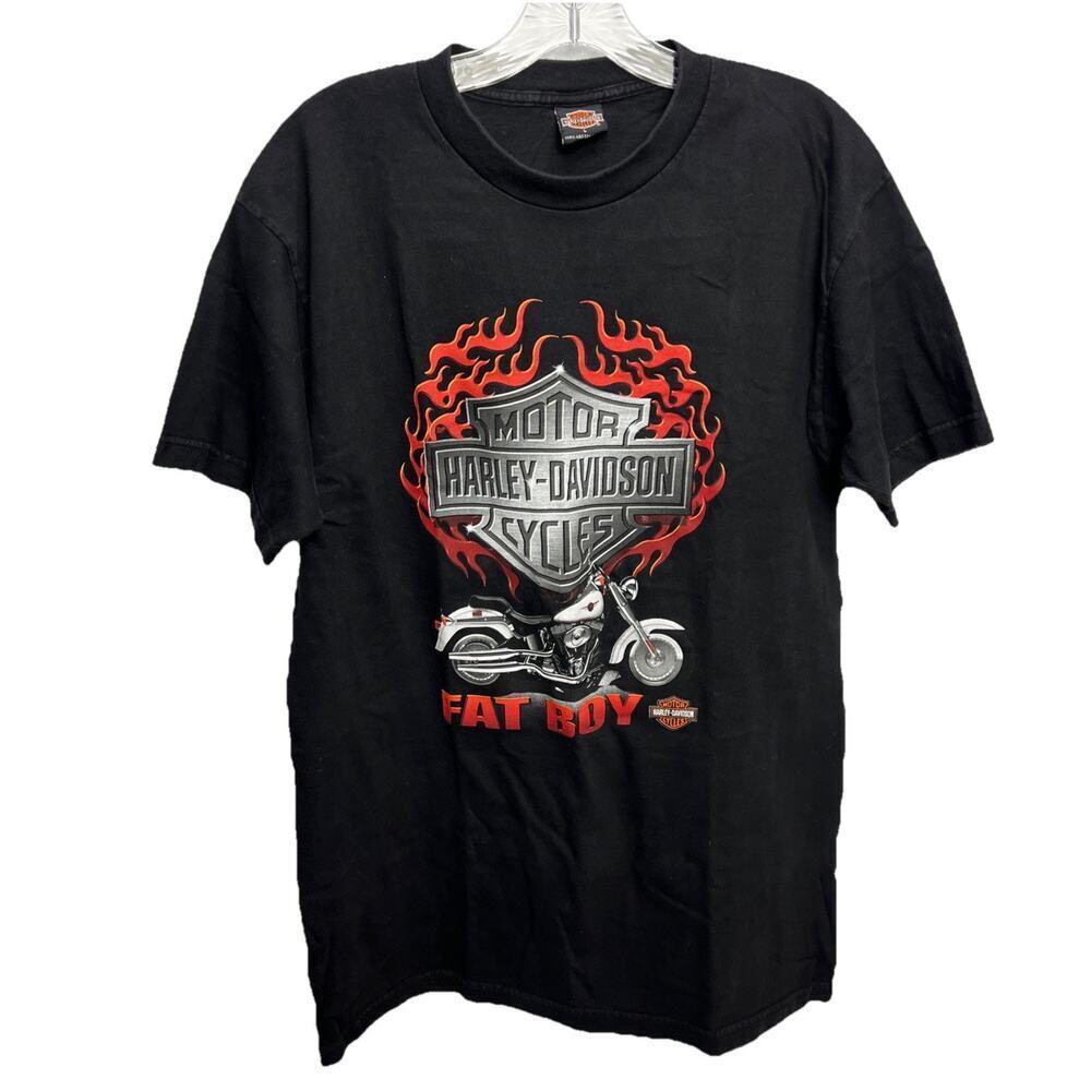 Vintage 90s Harley Davidson Flame Logo T-Shirt Large L Las Vegas